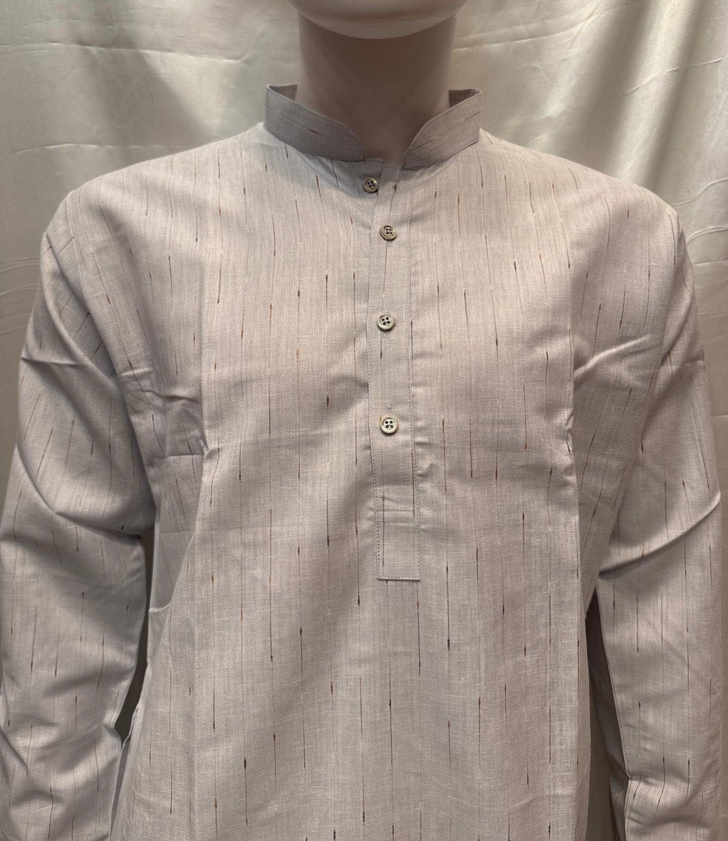 Delightful Gray Color Cotton Kurta With Pajama For Men