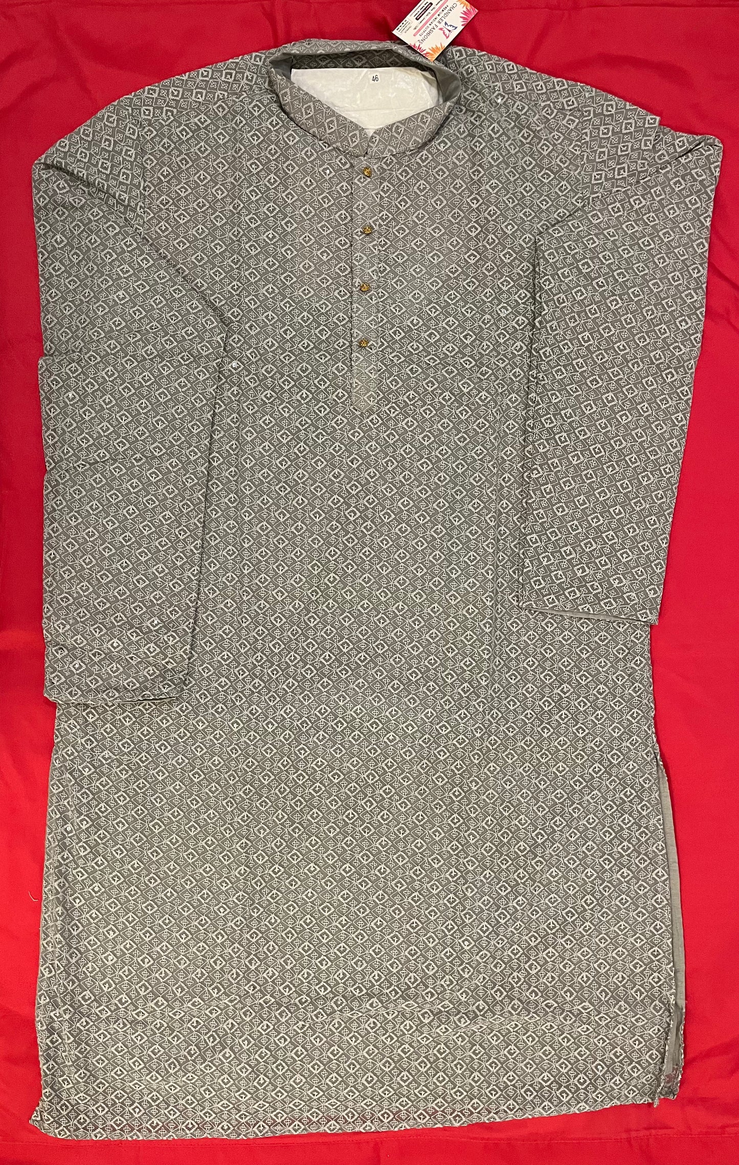 Silver Color Jacquard Chikankari Kurta Suit In USA