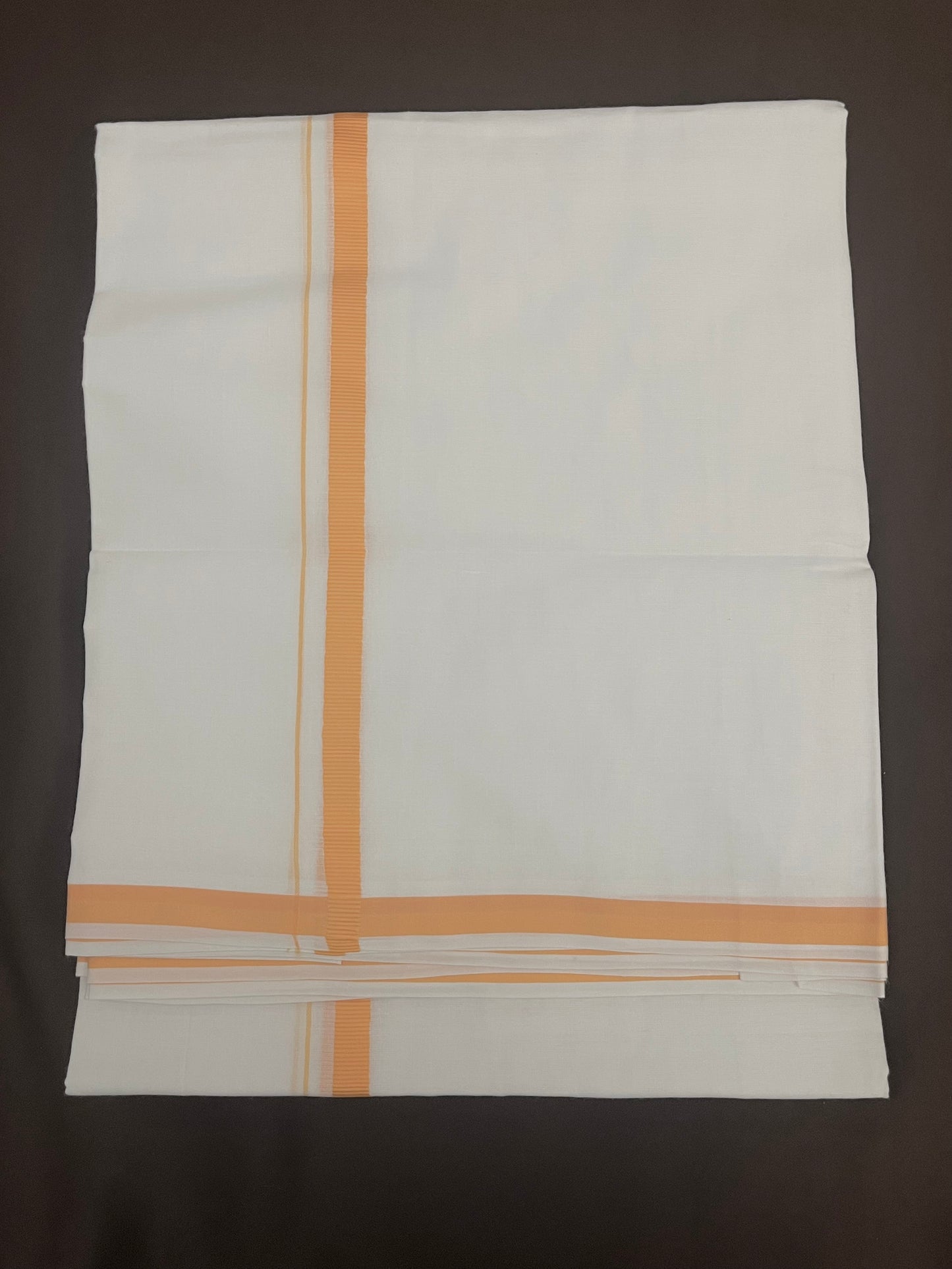 White Premium Pure Light Orange Zari Border Dhoti Near Me