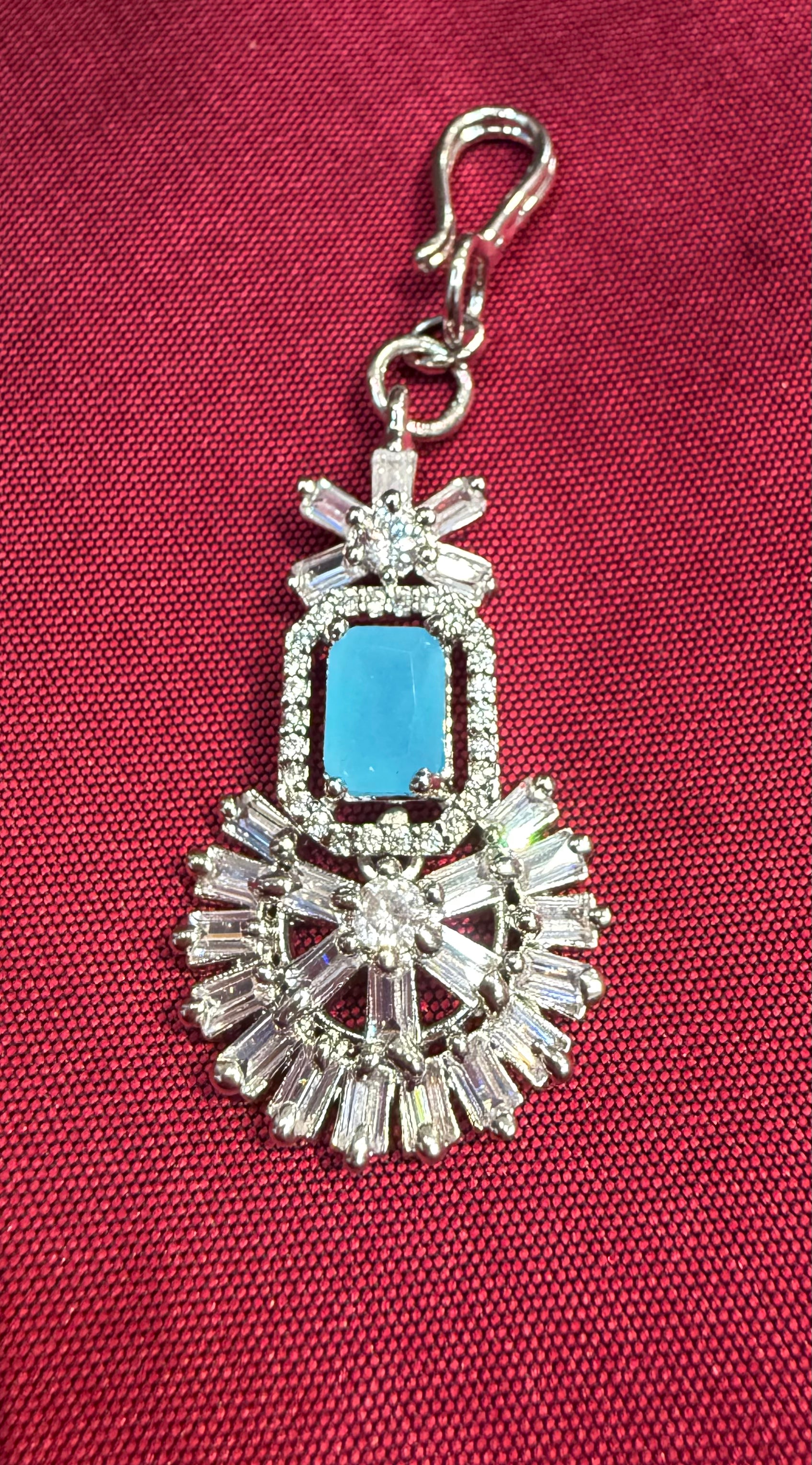 Sky Blue Color AD Stone Maang Tikka In USA