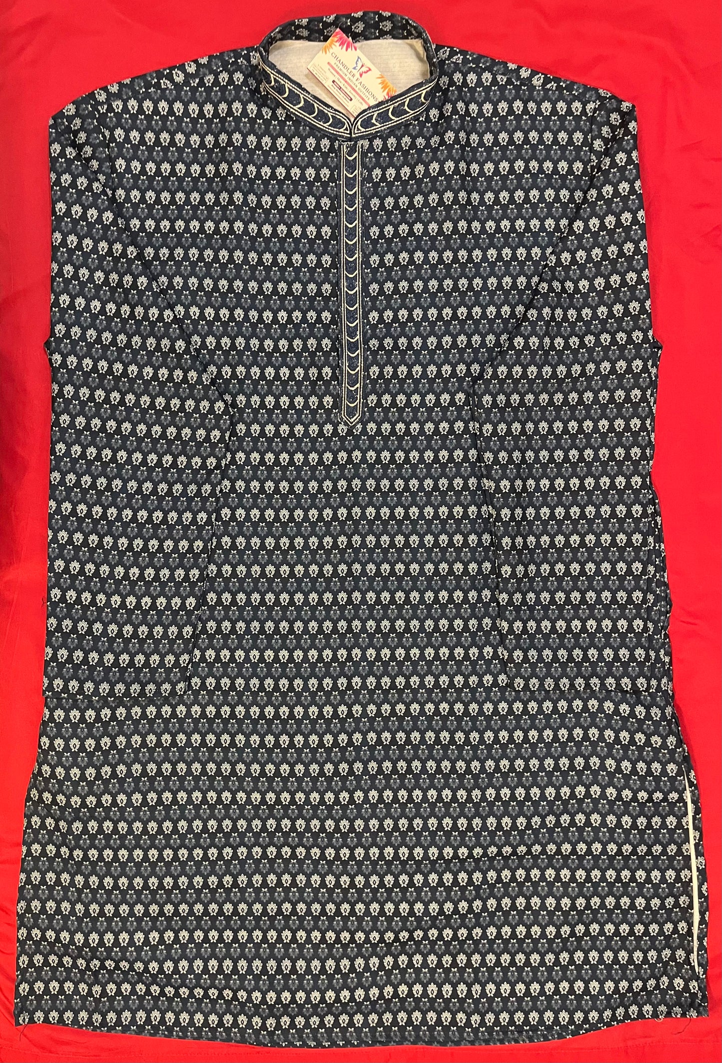 Blue Color Full Sleeve Embroidery Work Kurta Pajama Set In USA