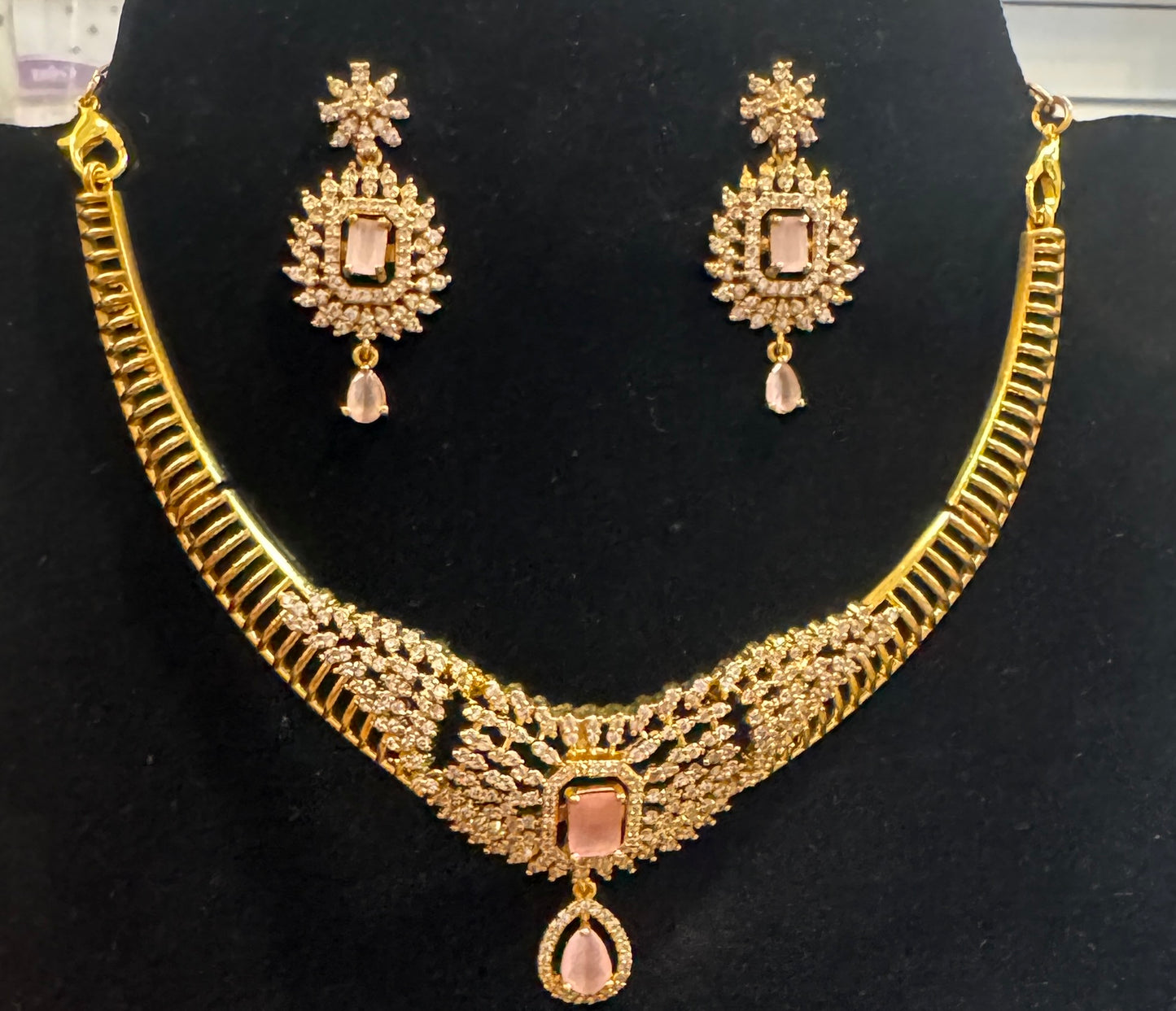 Traditional Gold Plated Necklace With Earrings Near Me