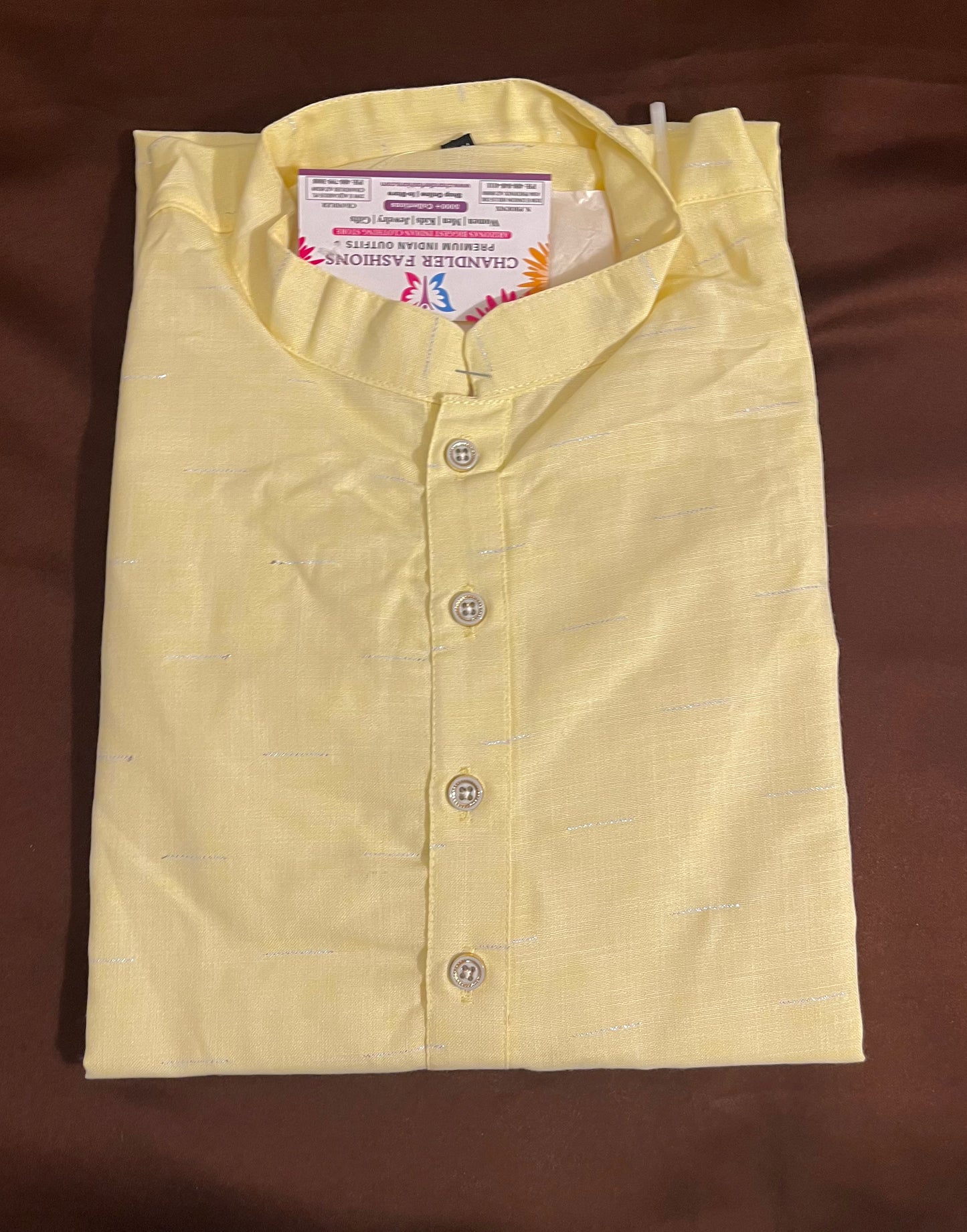 Plain Yellow Color Men's Kurta With Pajama Pant Near Me