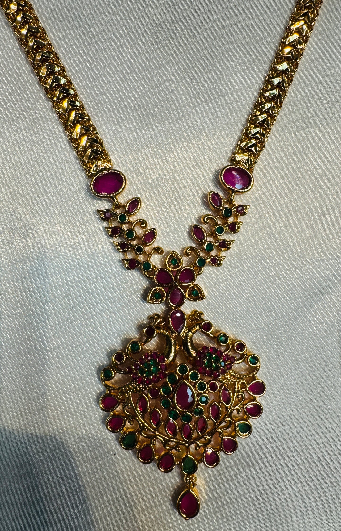 Attractive Gold Plated Multicolor Stones Two Step Necklaces