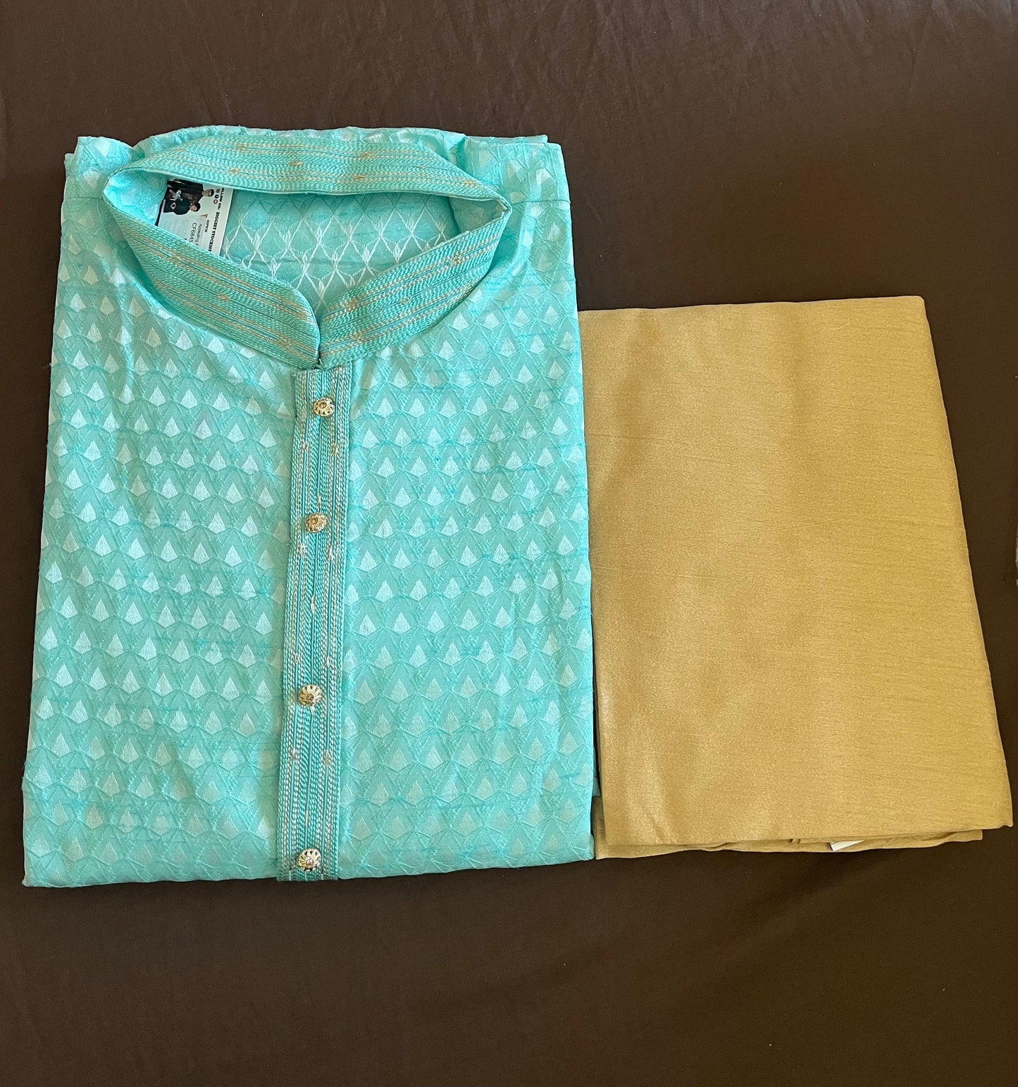 Appealing Teal Blue Color Jacquard Kurta Suit