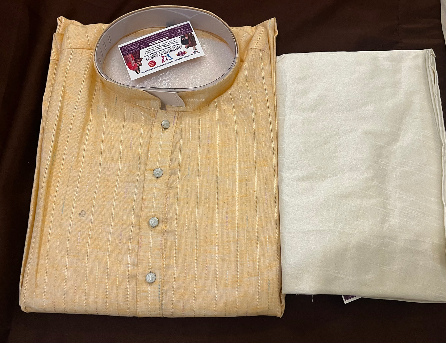 Stunning Light Orange Color Designer Men's Kurta With Pajama Pant