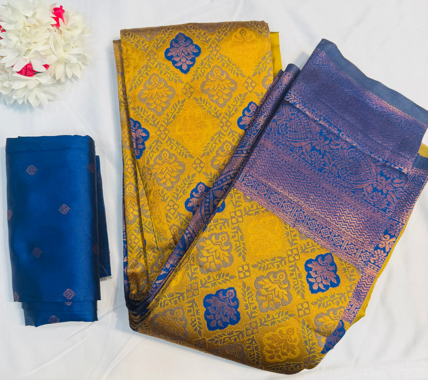 Beautiful Mustard Yellow Colored Art Silk Saree For Women