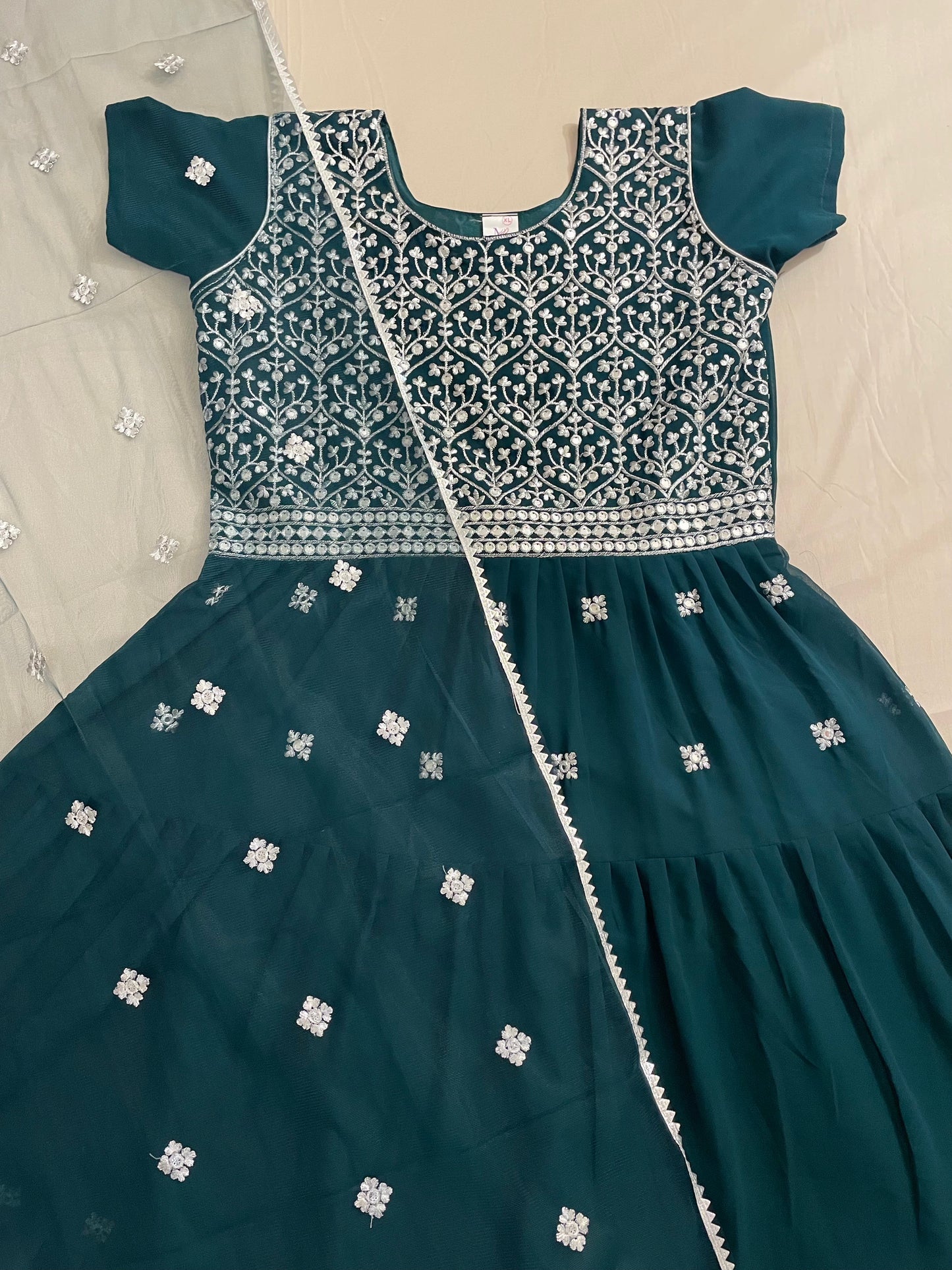 Fabulous Green Color Georgette Anarkali Suit With Embroidery Work In USA