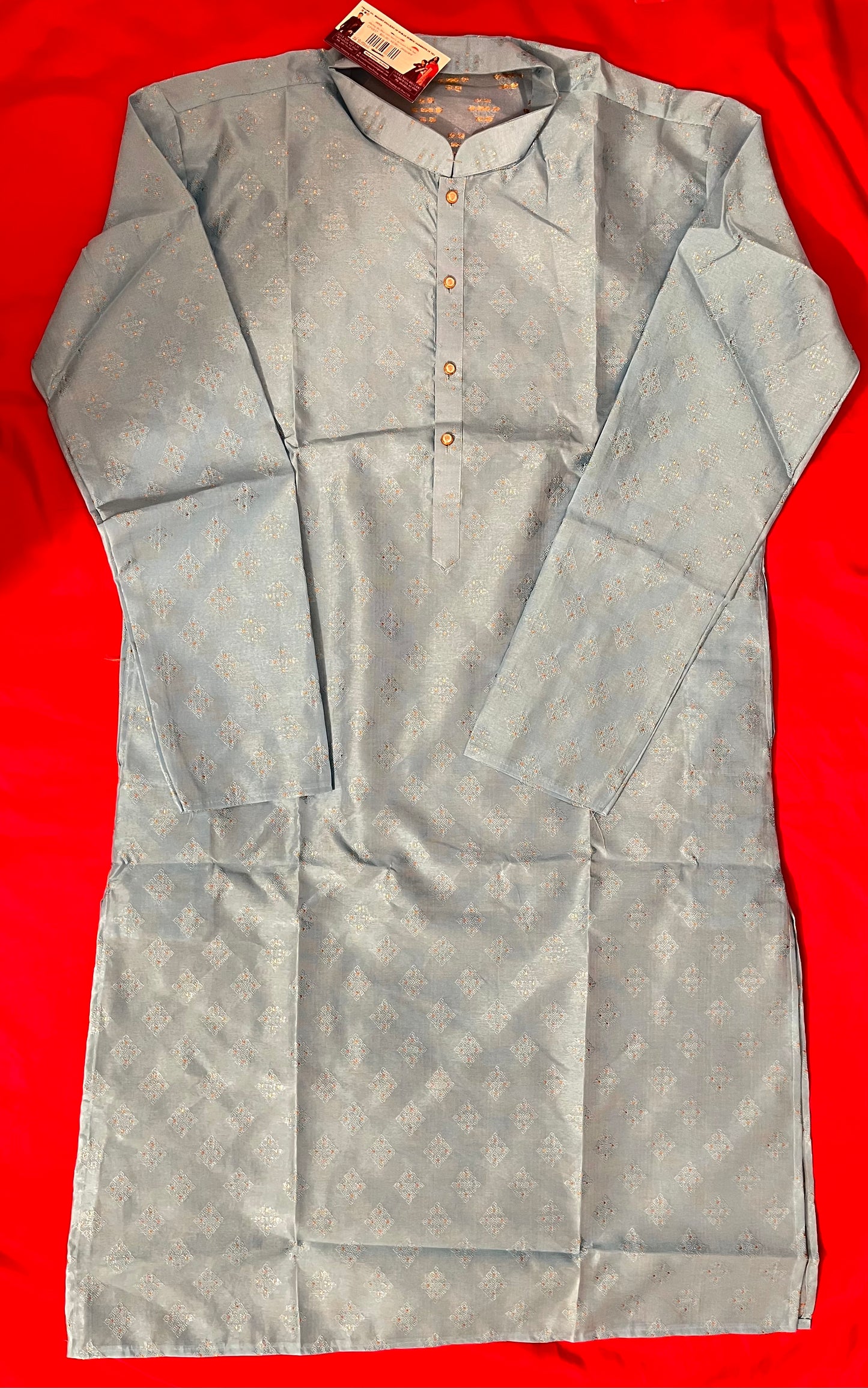 Sky Blue Color Men's Jacquard Kurta Suit In USA