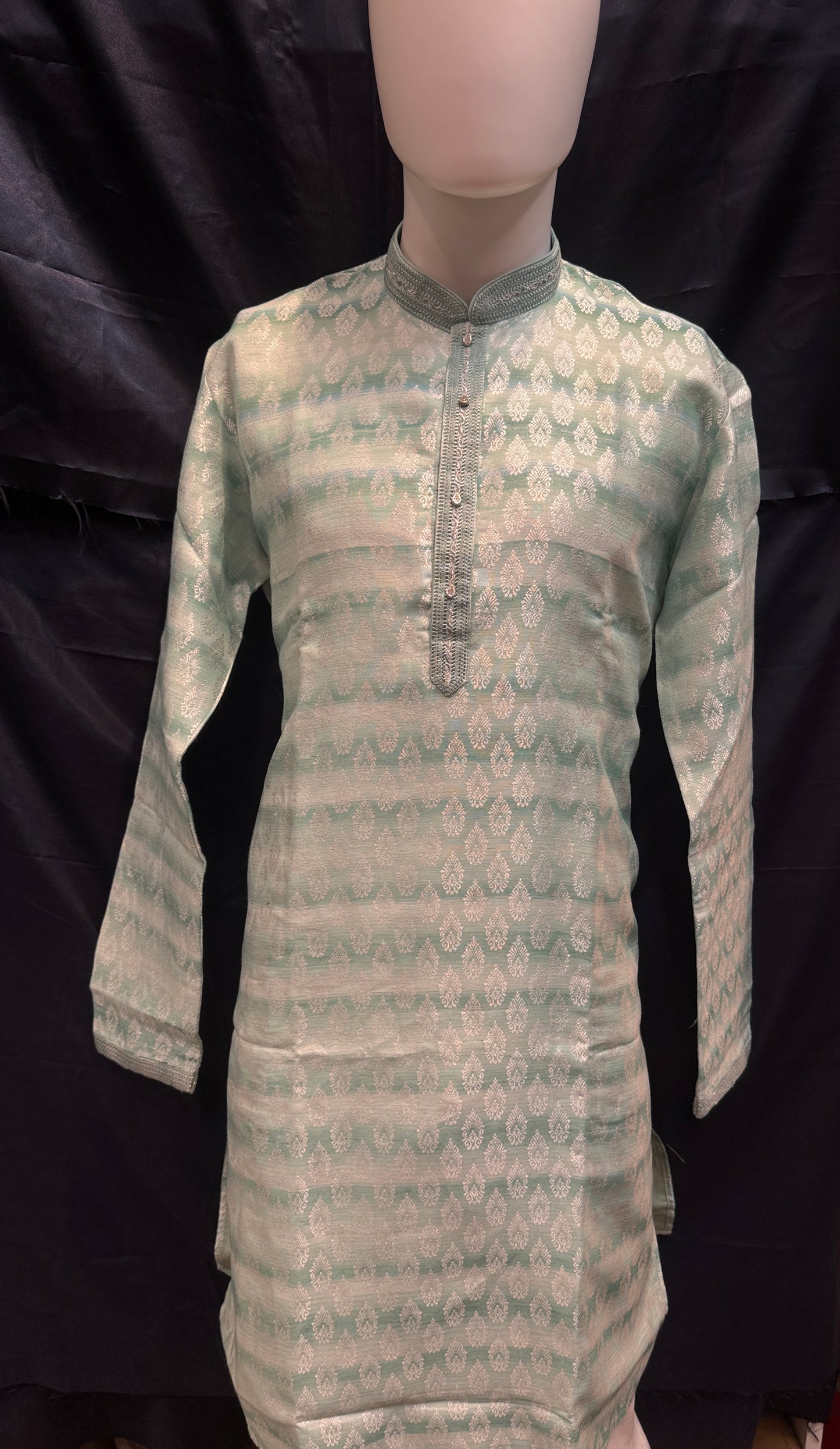 Beautiful Green Color Brocade Designer Kurta Pajama Set For Men