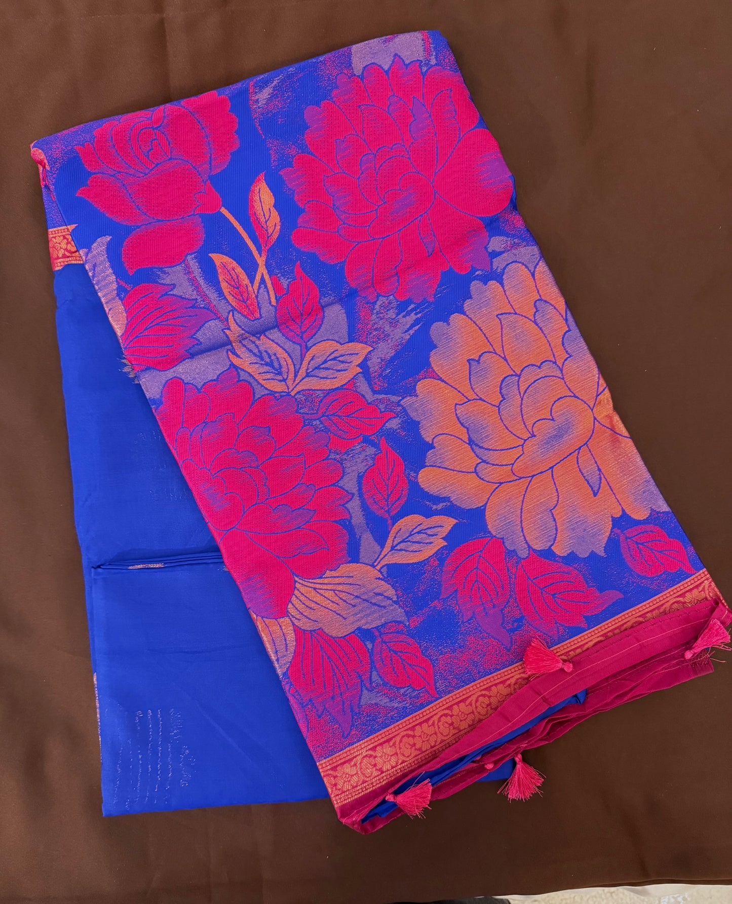 Attractive Royal Blue Color Art Silk Saree With Contrast Border For Women