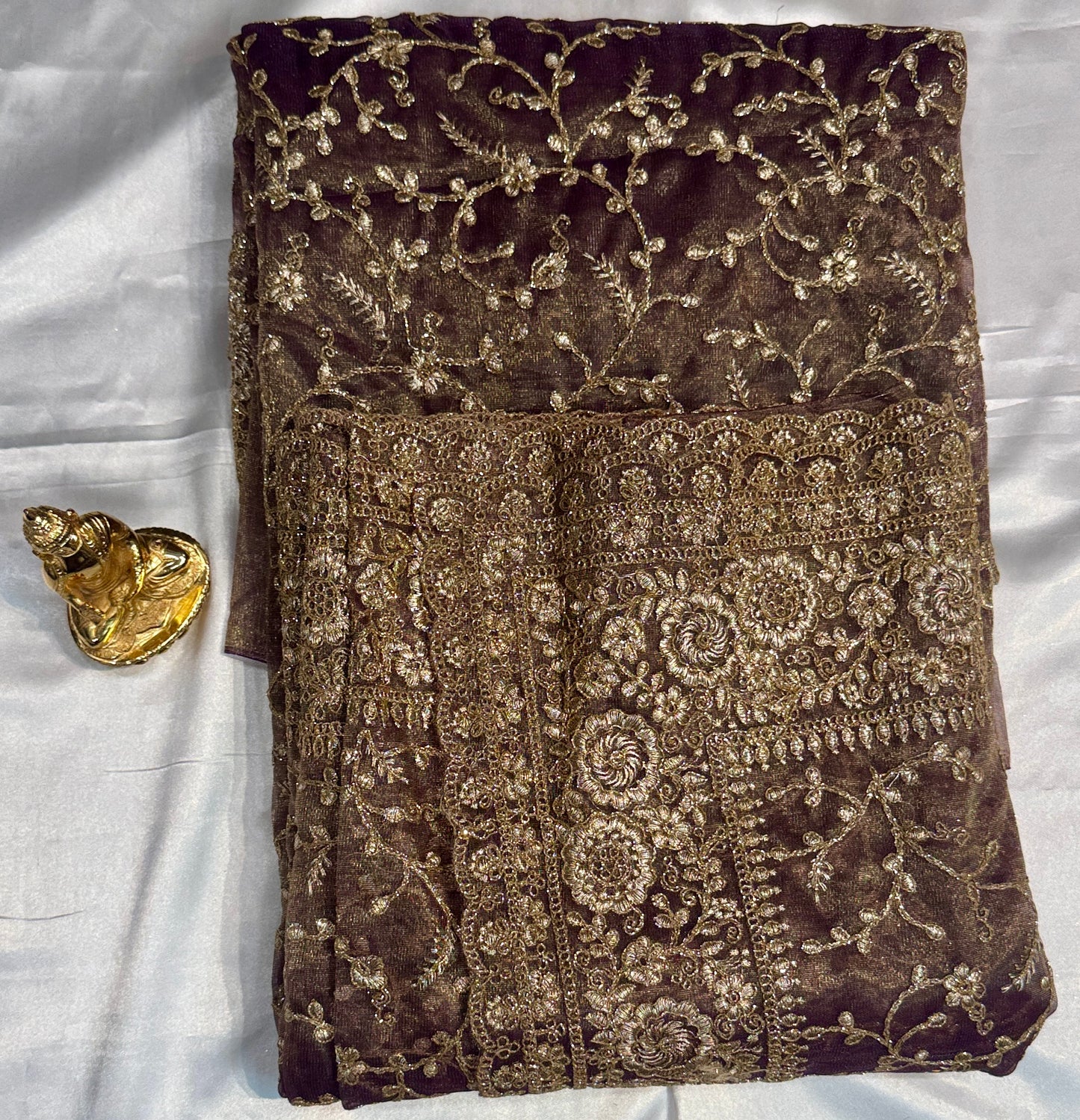 Magnificent Light Wine Color With Soft Net Embroidered Work Fancy Saree - PREMIUM QUALITY