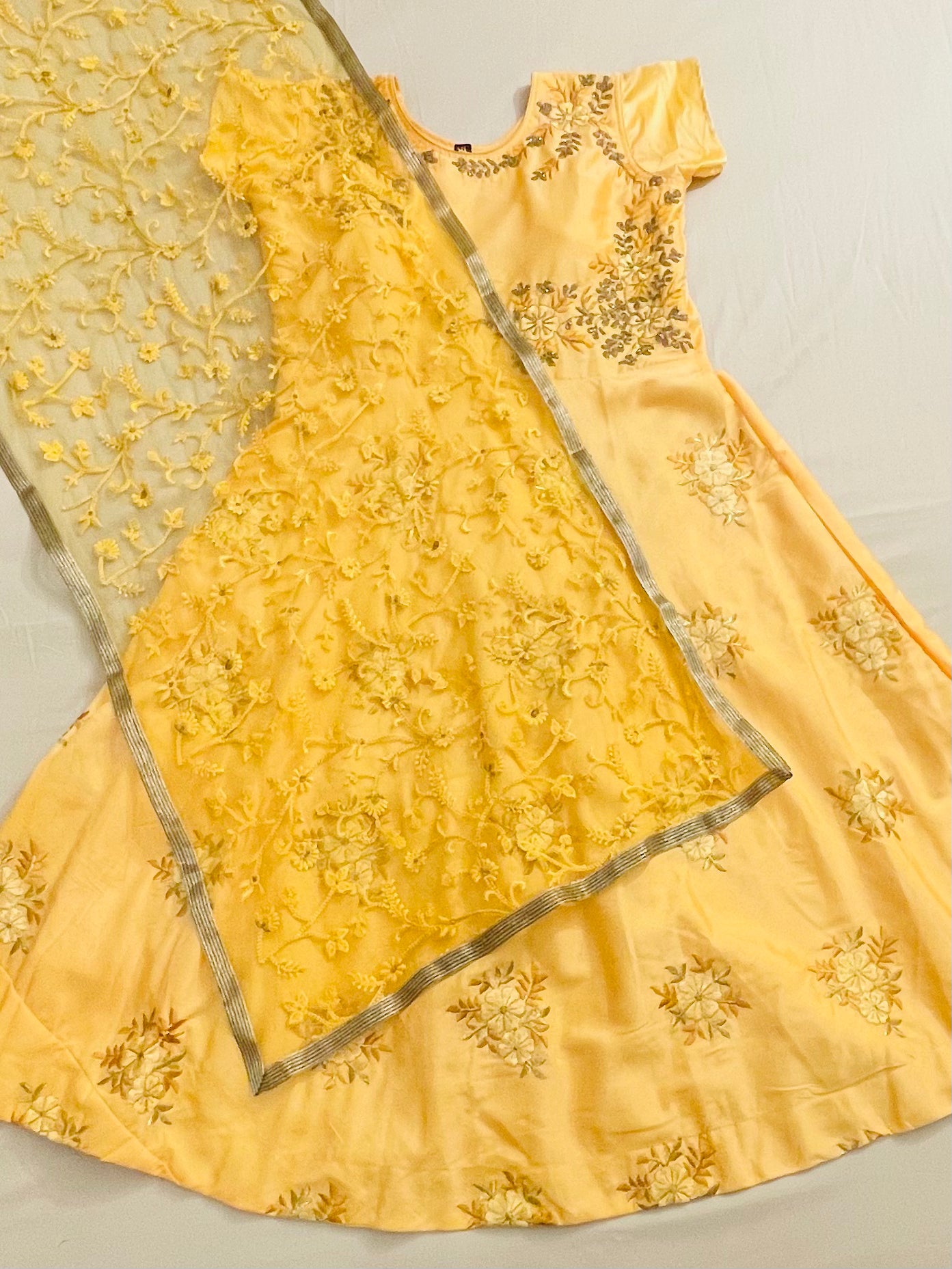Gorgeous Yellow Color Anarkali Suit With Bottom And Dupatta