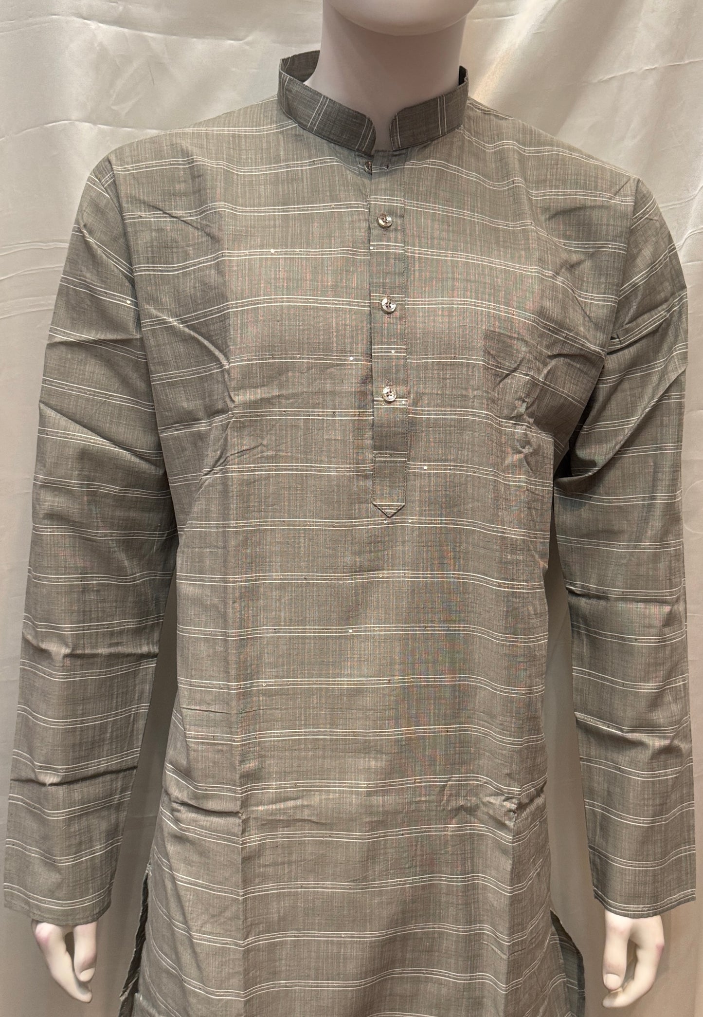 Marvelous Gray Color Cotton Kurta With Pajama For Men