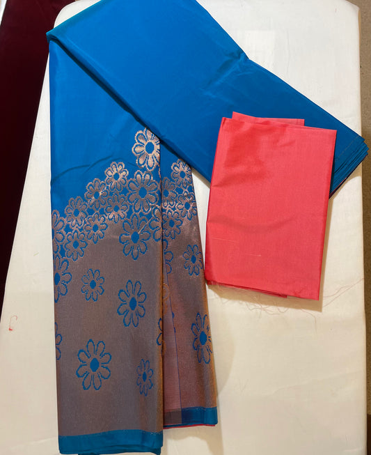 Gorgeous Blue Soft Silk Saree With Gold Zari In Mesa