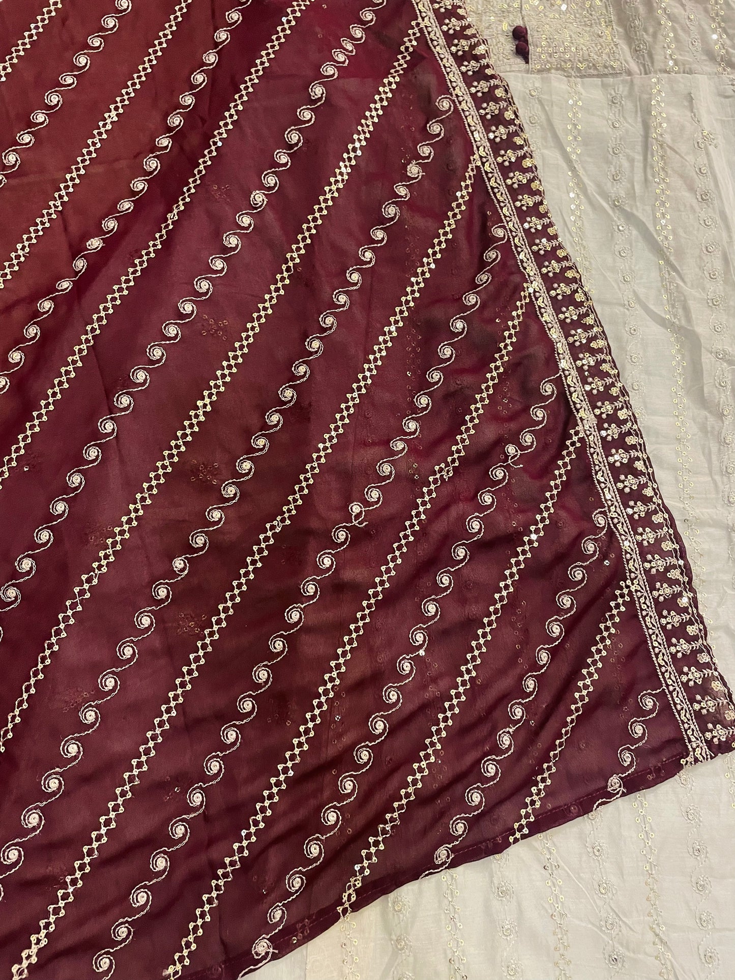 Gray And Dark Brown Colored Combo long Dress With Dupatta In Yuma