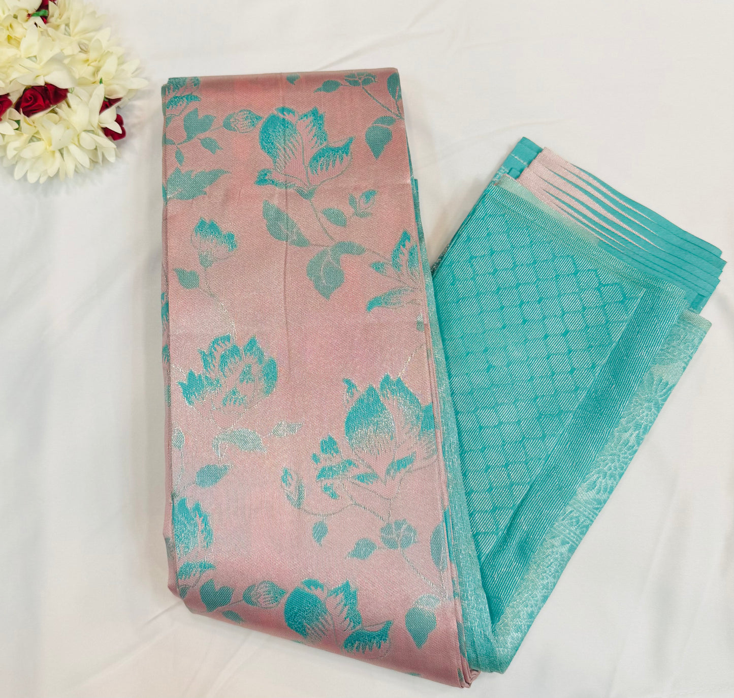 Attractive Pink Color Floral Design Art Silk Saree With Contrast Border For Women