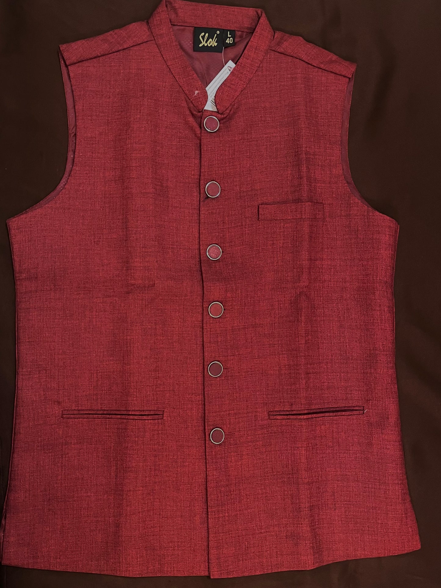 Gorgeous Maroon Colored Cotton Jacket For Men