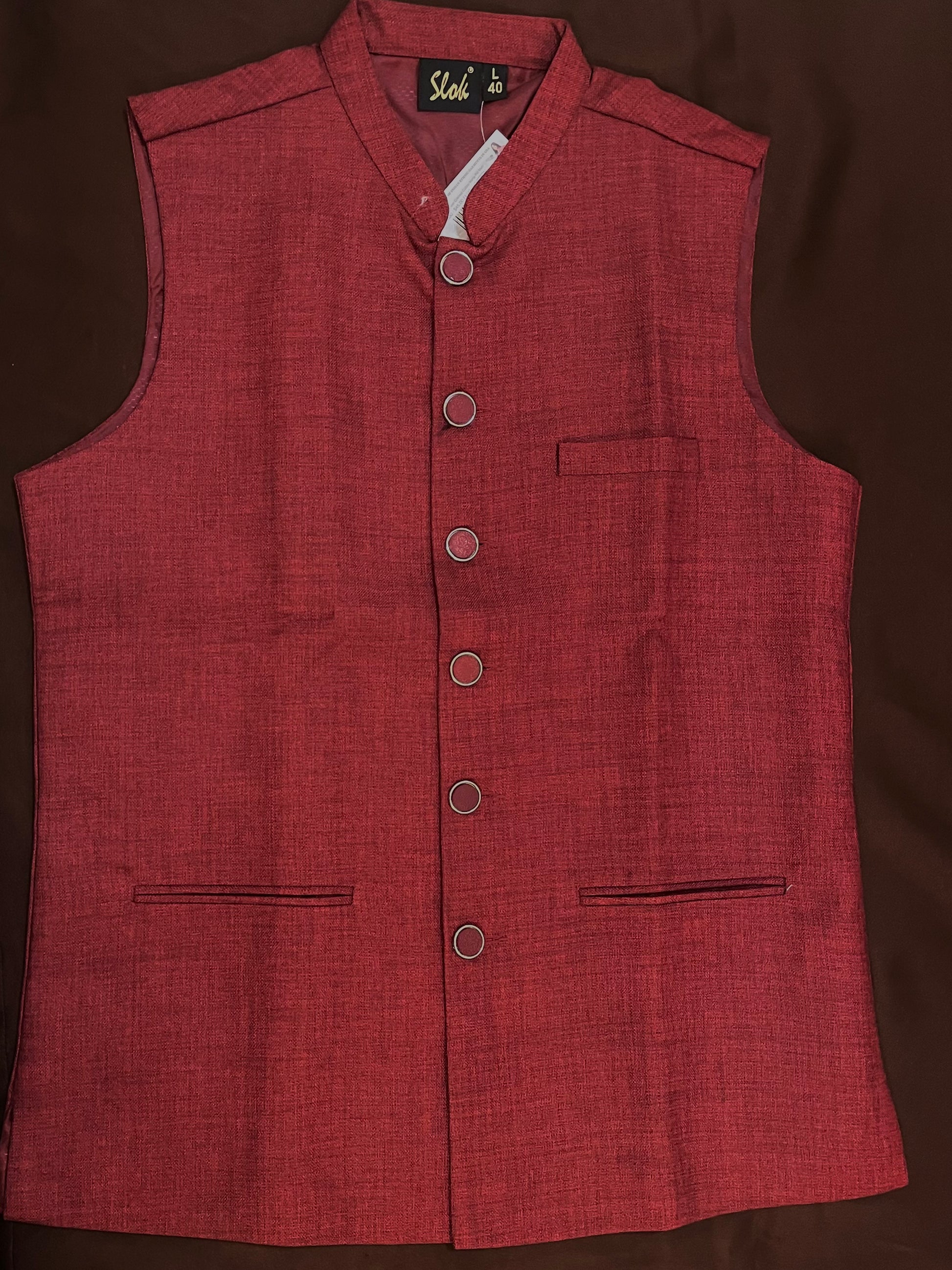 Gorgeous Maroon Colored Cotton Jacket For Men
