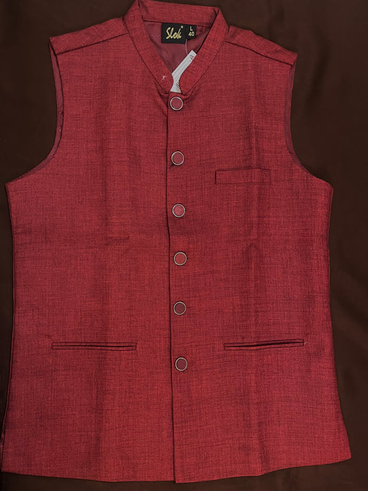 Gorgeous Maroon Colored Cotton Jacket For Men