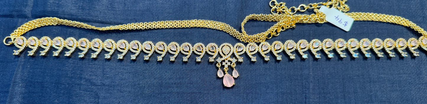 Lovely Gold Plated With Pink Stones Hip Chain In USA