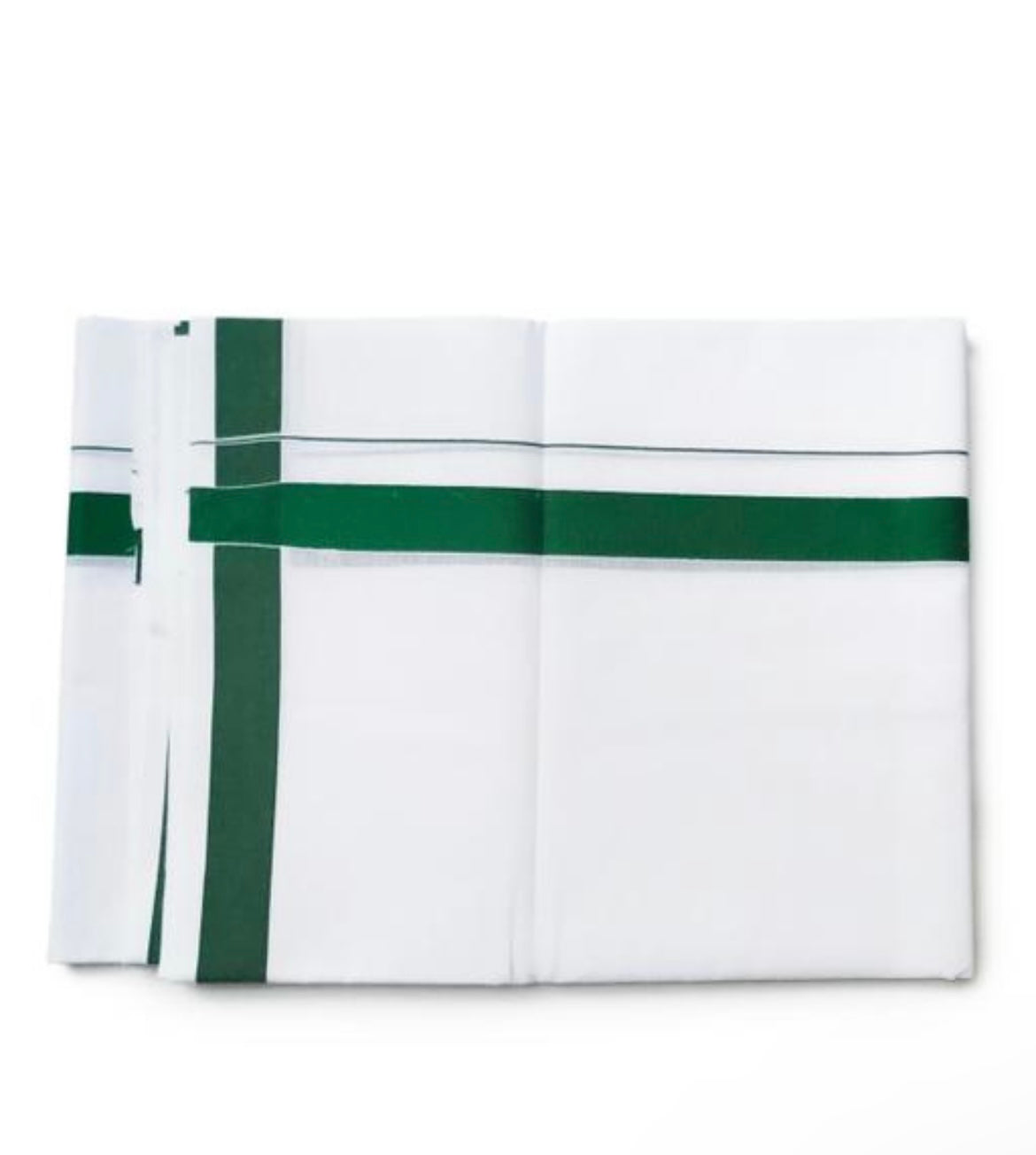 Men's White Premium Pure Cotton Green Color Border Dhoti Near Me