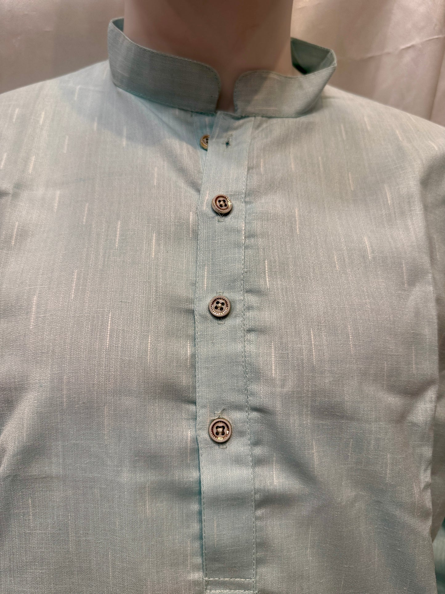 Marvelous Sky Blue Color Cotton Kurta With Pajama For Men