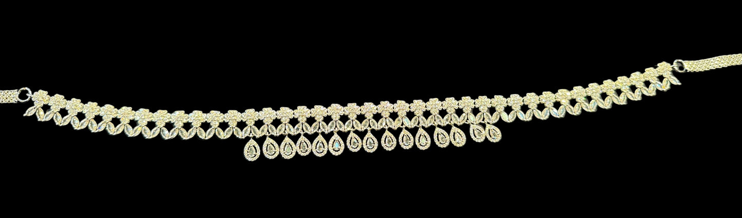 American Diamond Drop Design White Color Stones Hip Chain In USA