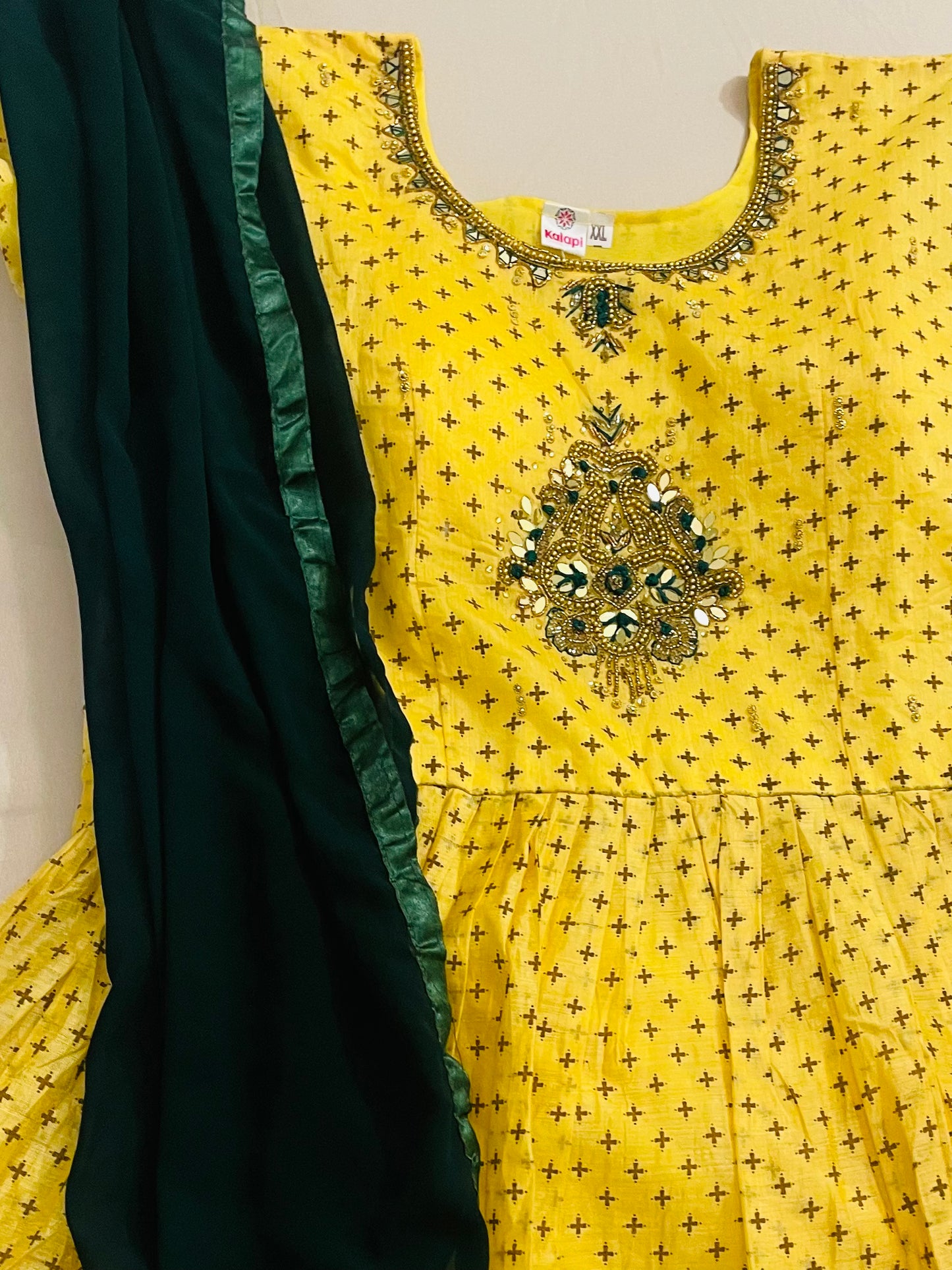 Pleasing Yellow Color Silk Cotton Salwar Suits With Stone Work