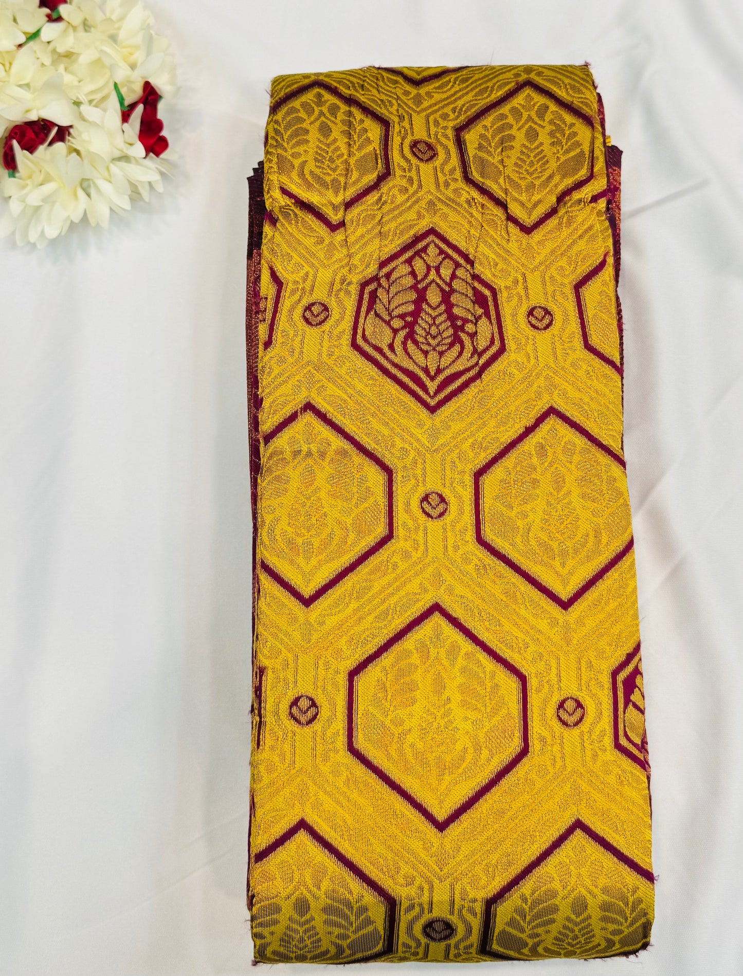 Alluring Yellow Color Motifs Art Silk Saree With Contrast Border For Women