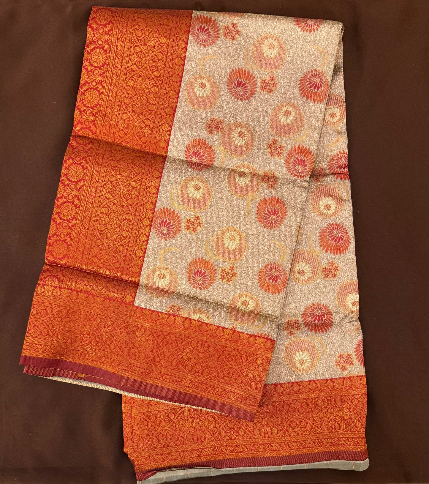 Attractive Pale Brown Color Art Silk Saree with Contrast Border For Women
