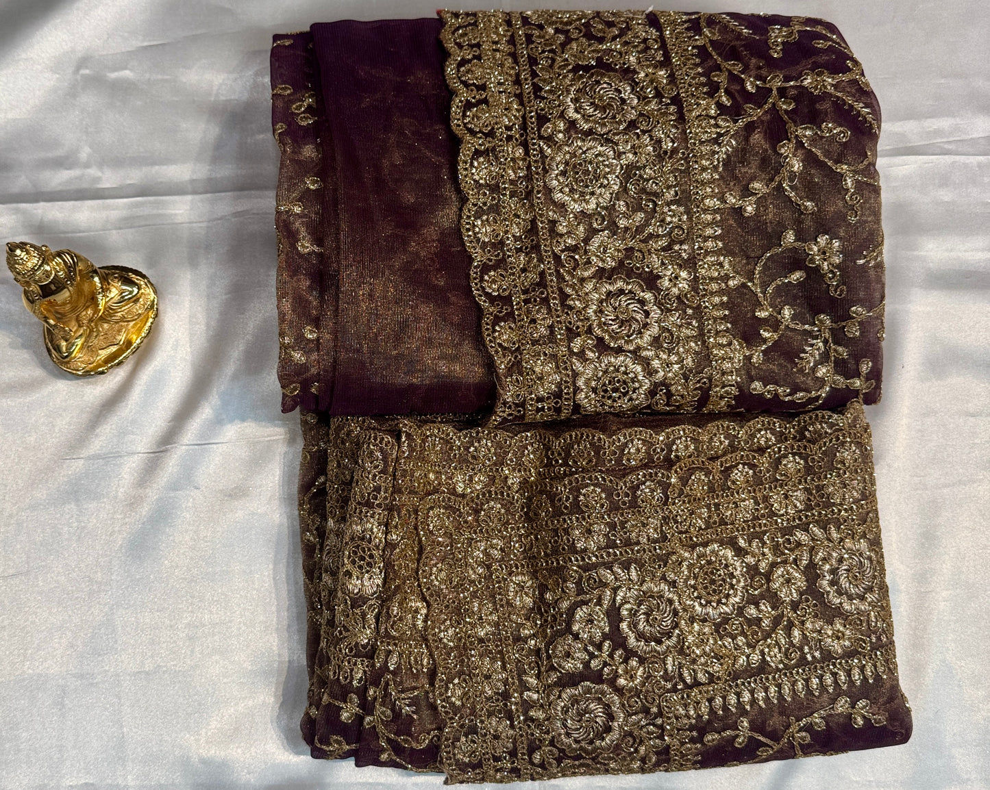 Magnificent Light Wine Color With Soft Net Embroidered Work Fancy Saree - PREMIUM QUALITY