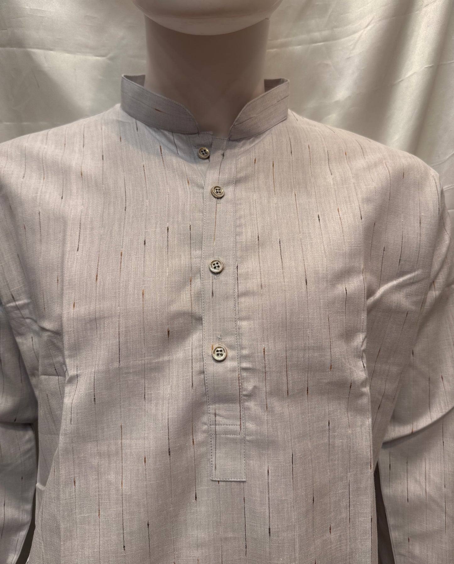 Delightful Gray Color Cotton Kurta With Pajama For Men