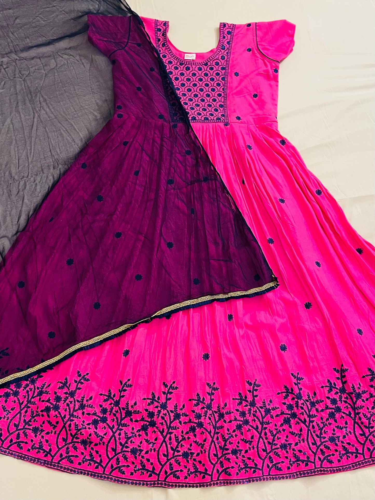Pretty Pink Color Tone Long Cotton Salwar Suit For Party Wear
