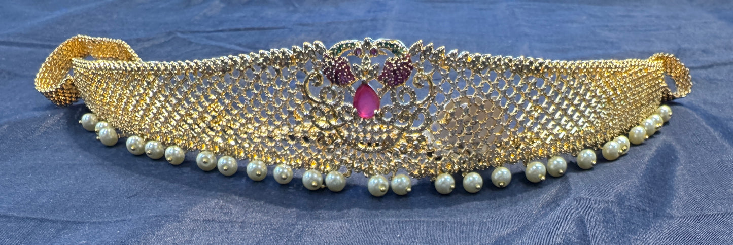 Lovely Gold Plated With Pink Stones Hip Chain In USA