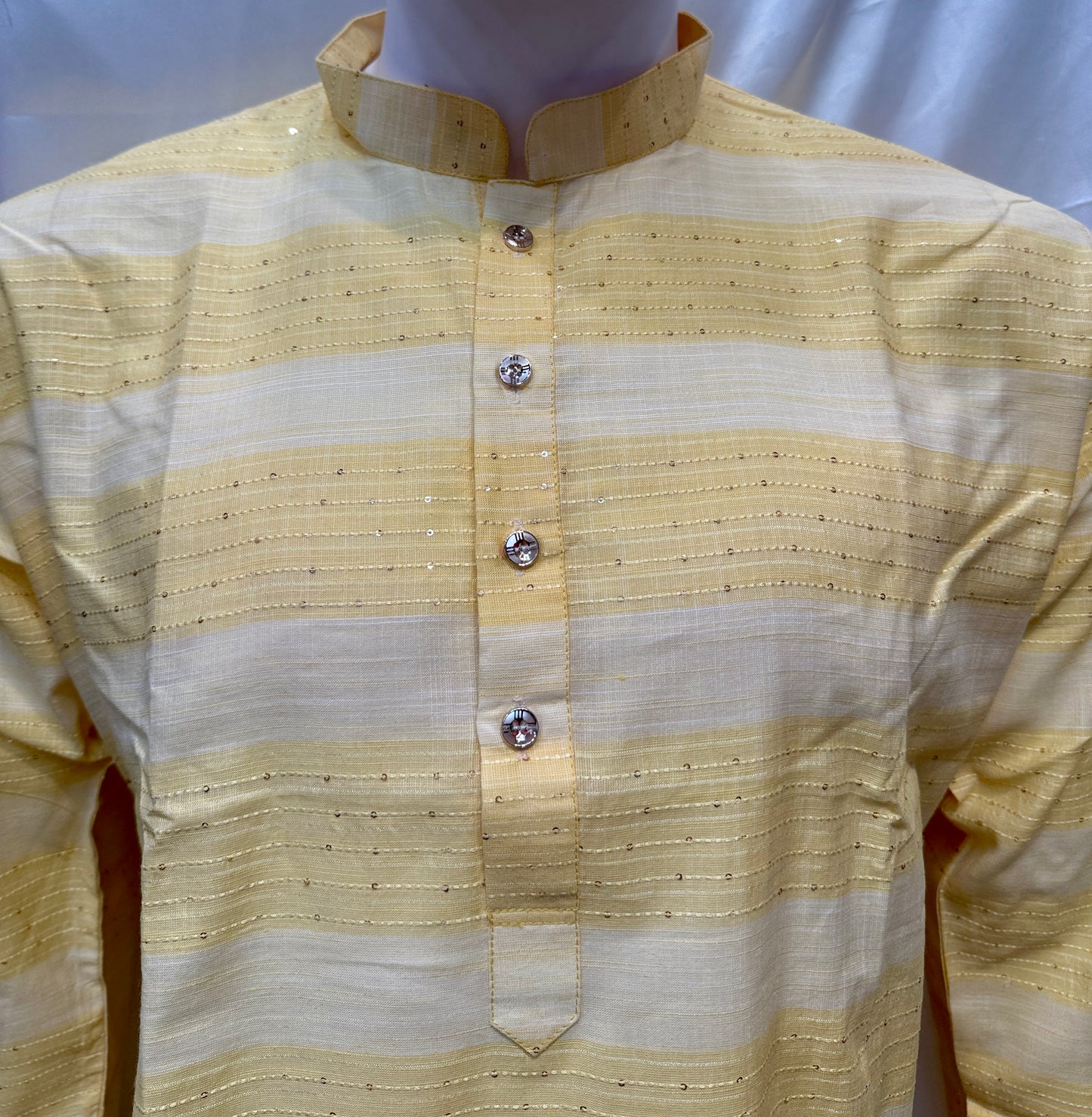 Alluring Yellow Color Cotton Kurta With Pajama For Men