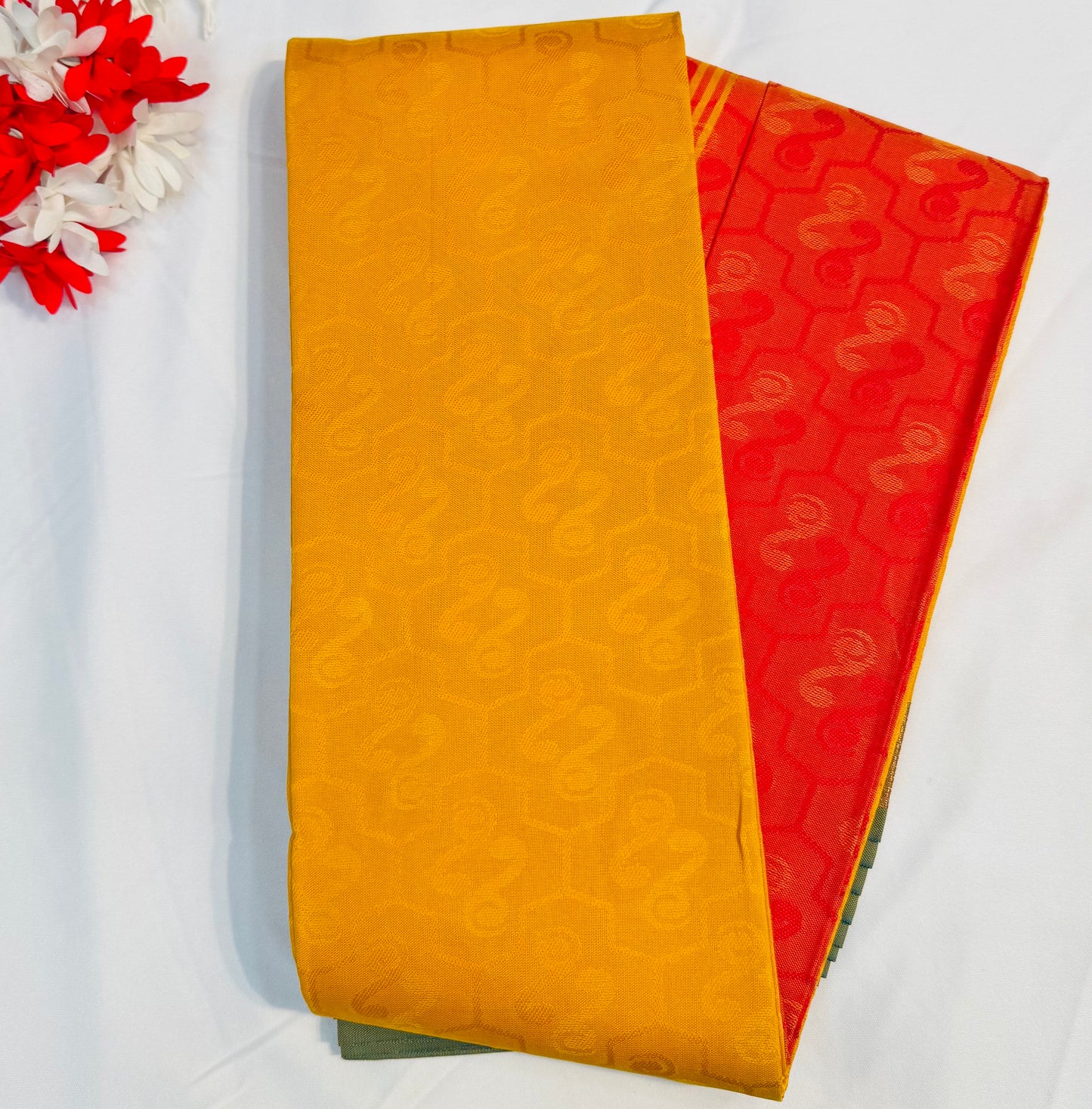 Charming Yellow And Red Color Art Silk Saree For Women