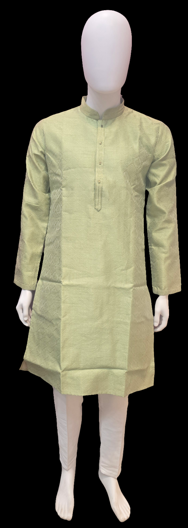 Alluring Pastel Green Color Art Silk Embroidered Neck Kurta With Pajama Pant For Men