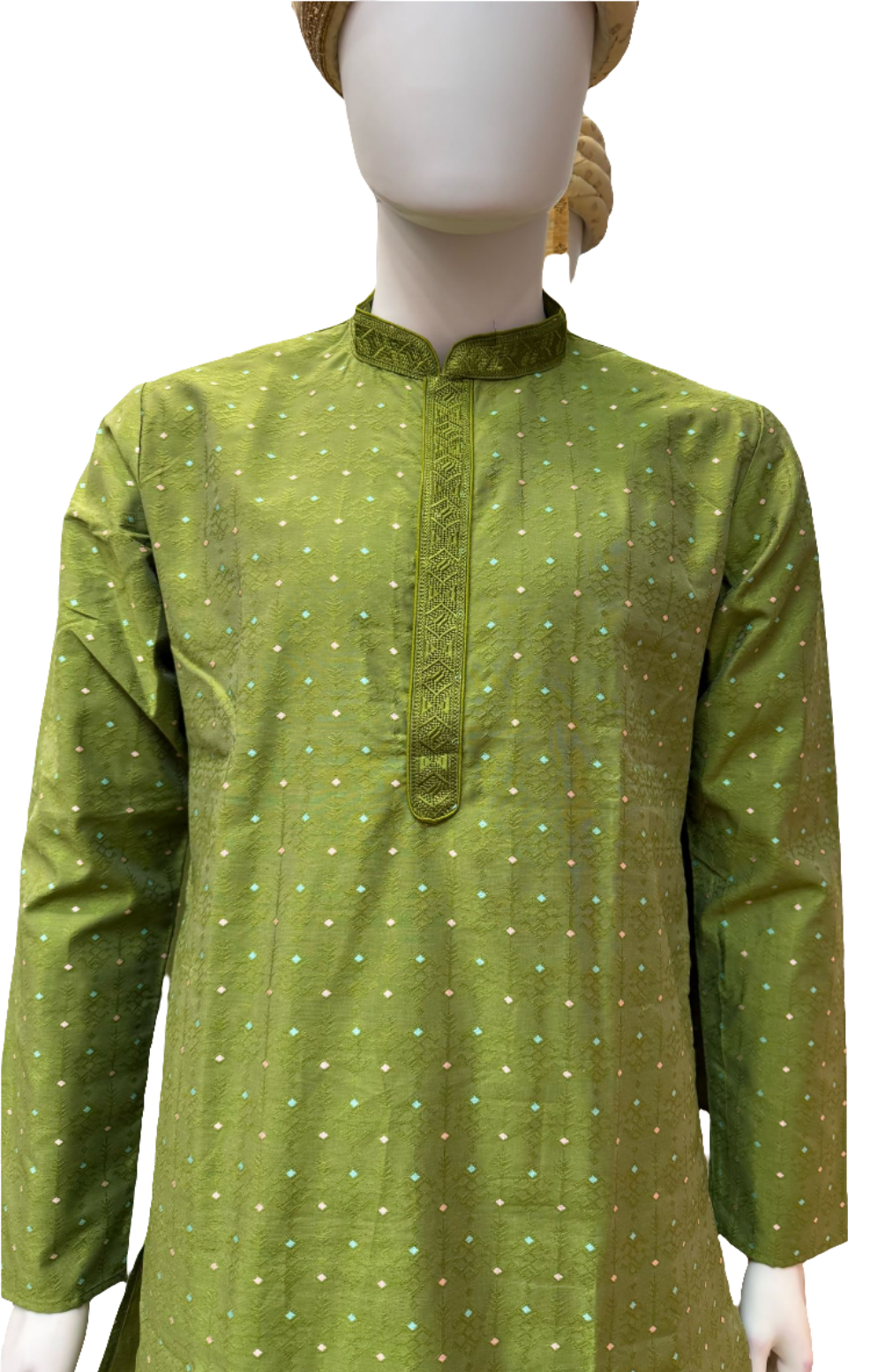 Green Color Soft brocade Men's Kurta In Chandler