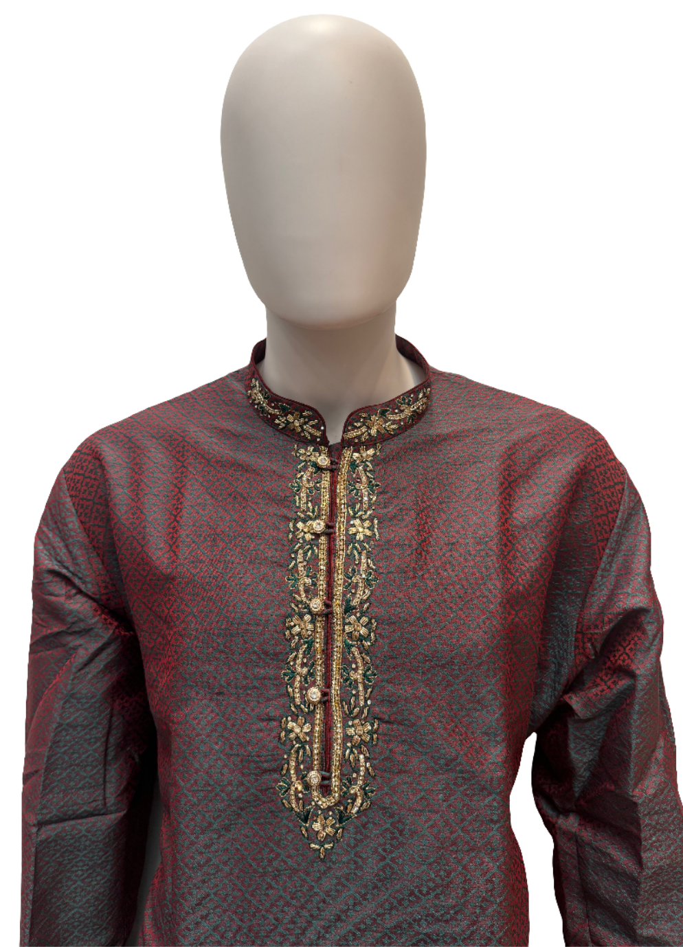 Elegant Maroon Color Men's Kurta And Pajama With Featuring Pure Zardozi Embroidery Work