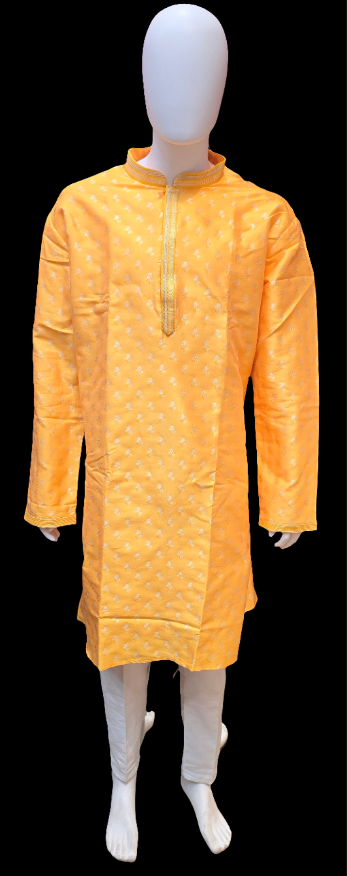 Gorgeous Yellow Color Art Silk Cream Threaded Floral Patterns Kurta Sets For Men