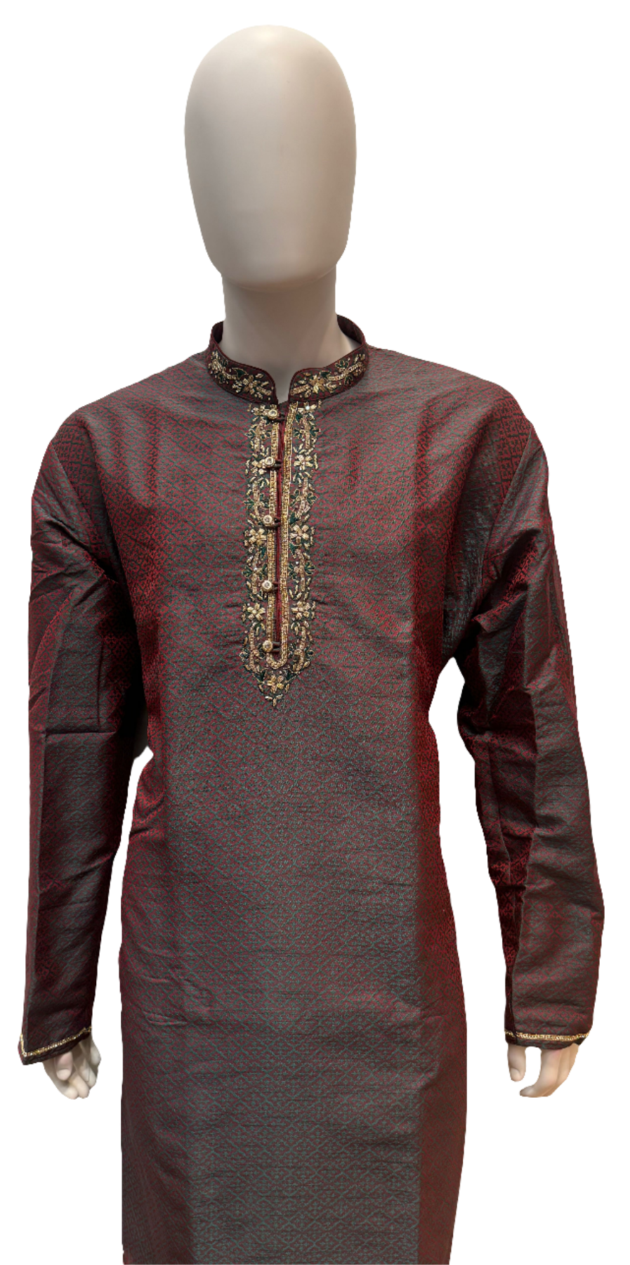 Elegant Maroon Color Men's Kurta And Pajama With Featuring Pure Zardozi Embroidery Work
