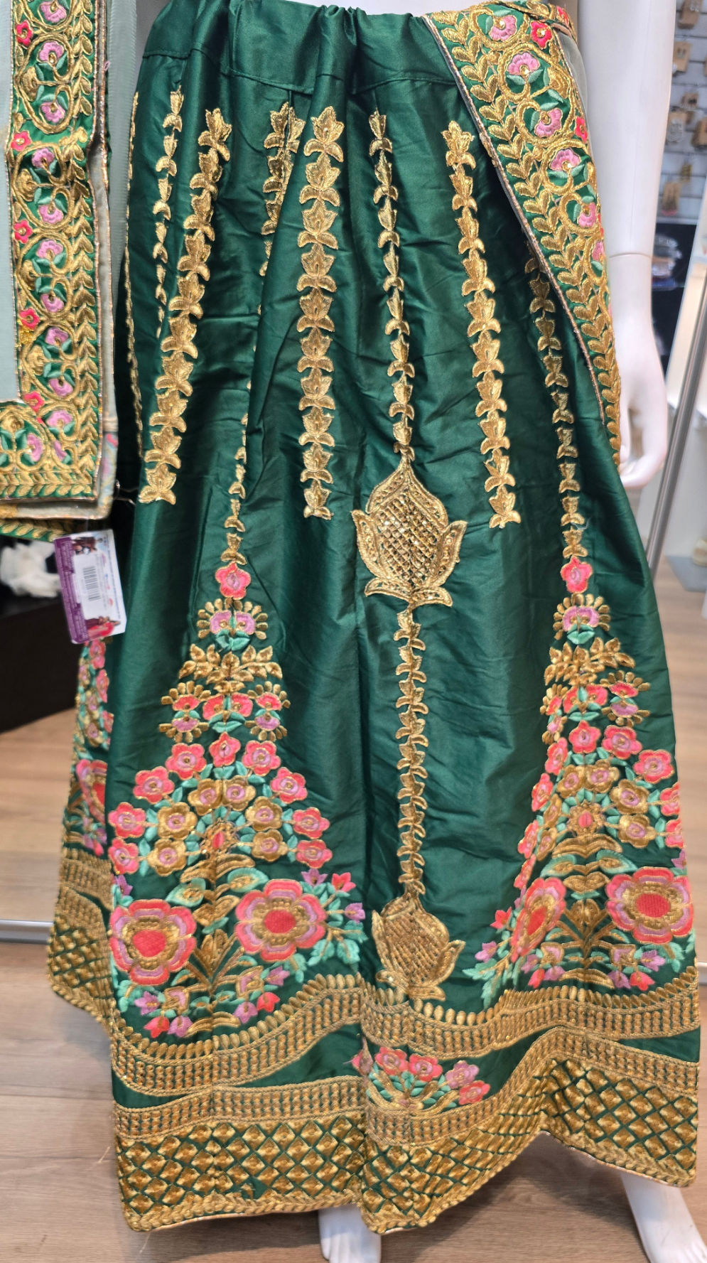 Attractive Green Color Embroidery And Multi Needle Work Lehenga Choli With Net Dupatta
