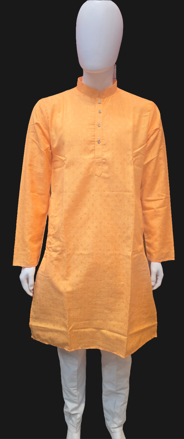 Elegant Orange Colored Self Checked Pattern Kurta With Pajama Pant