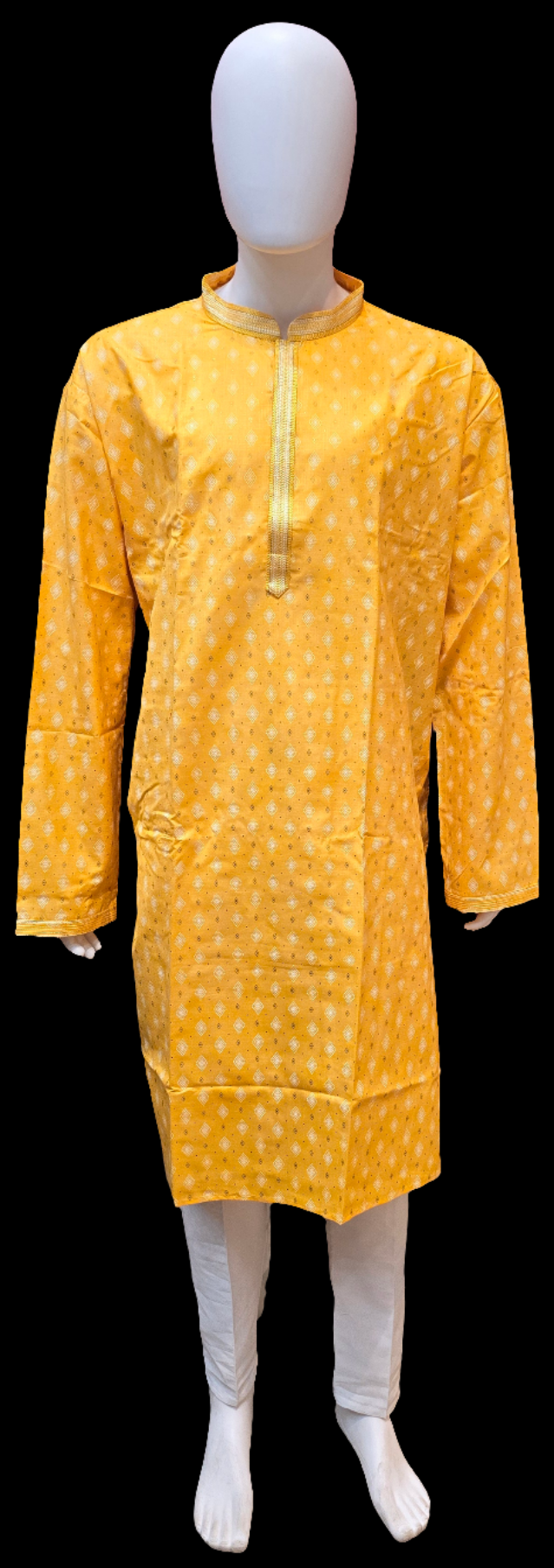 Attractive Yellow Color Cotton Printed Designer Men's Kurta set