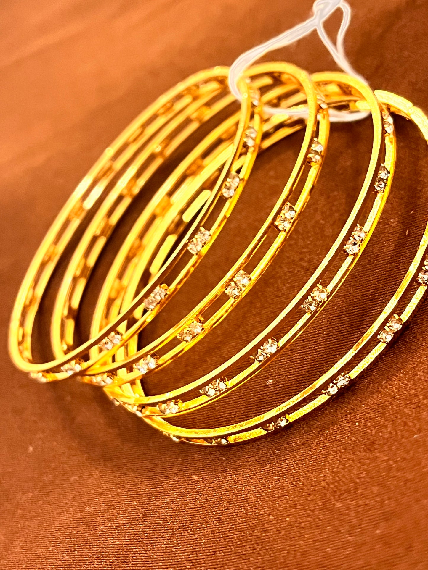 Amazing Gold Plated White Stone Designer Bangles Set