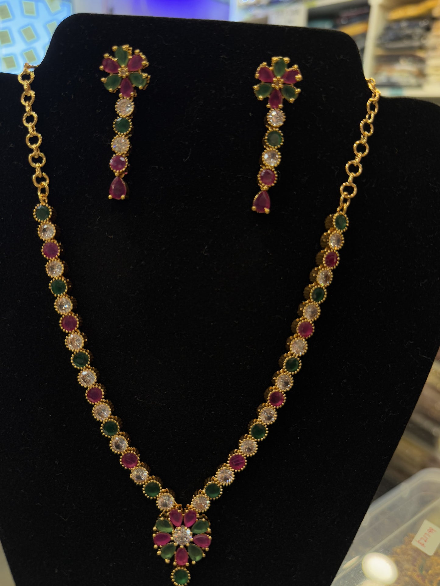Multi Gold Plated Necklace With Earrings Near me