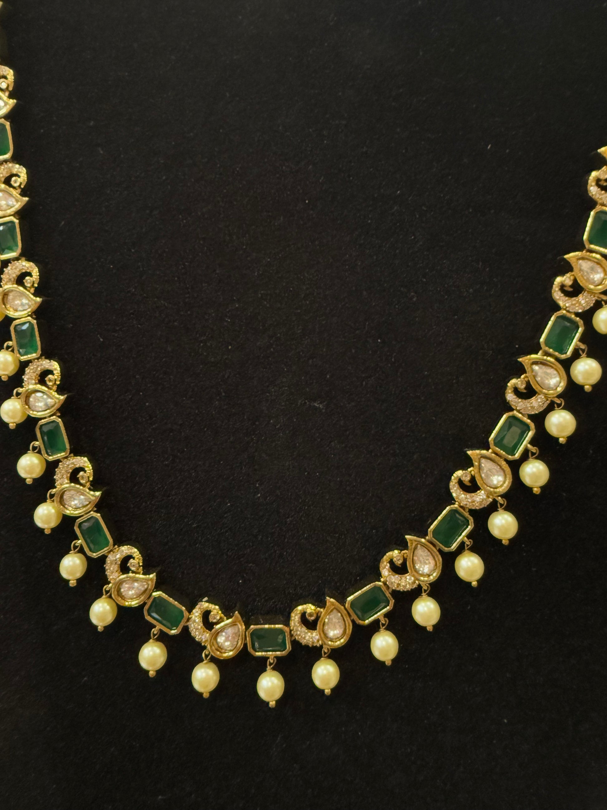 Gold Plated Green Stoned Long Chain In USA