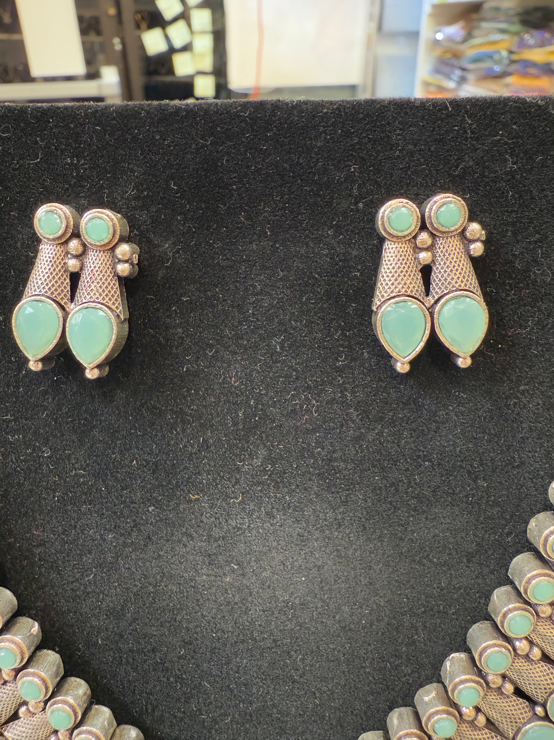 Sky Blue Color Design Oxidized Earrings In USA