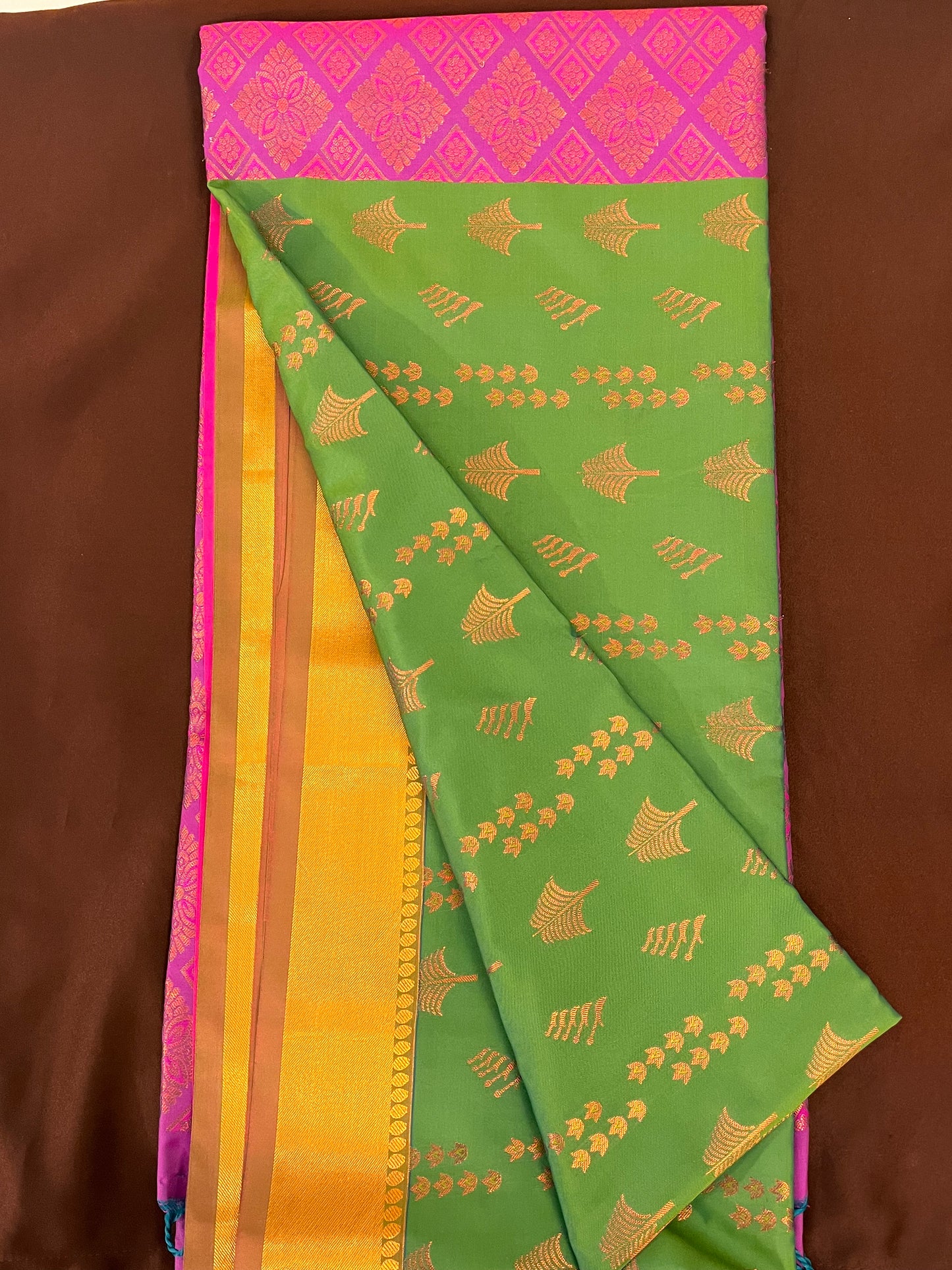 Green and Pink Soft Silk saree